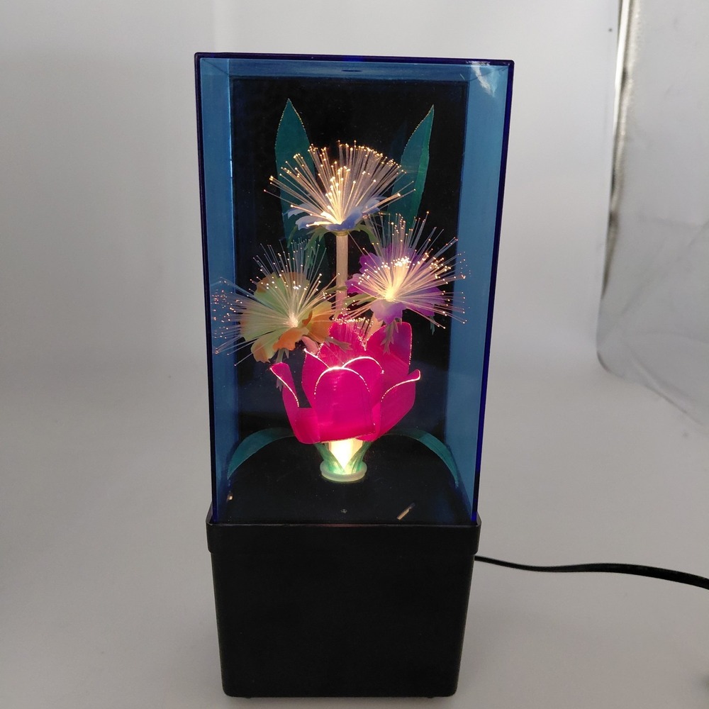 Vtg 90s Fiber Optic Flowers Light Lamp 10" Color Changing Works Whimsical Retro
